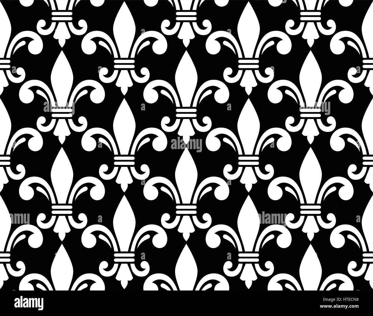 Französisch-Damast Hintergrund - Fleur de Lis Schwarz Muster Stock Vektor