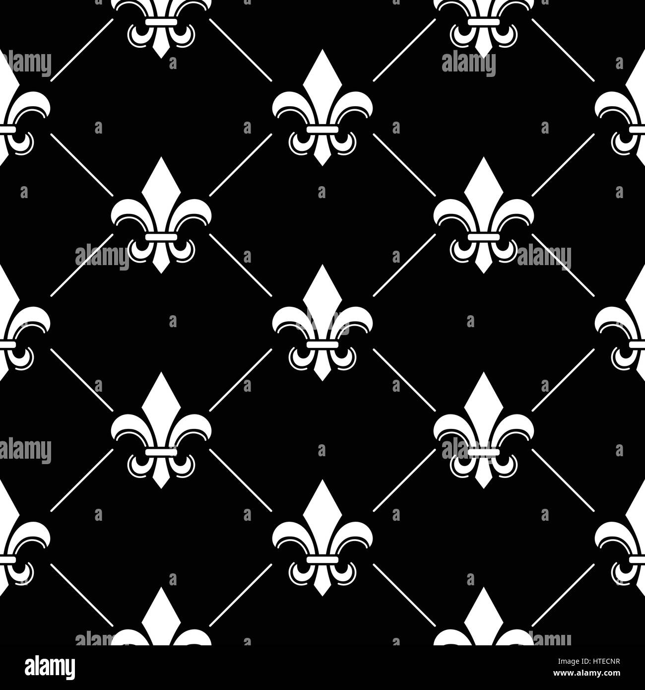 Französisch-Damast Hintergrund - Fleur de Lis Schwarz Muster Stock Vektor