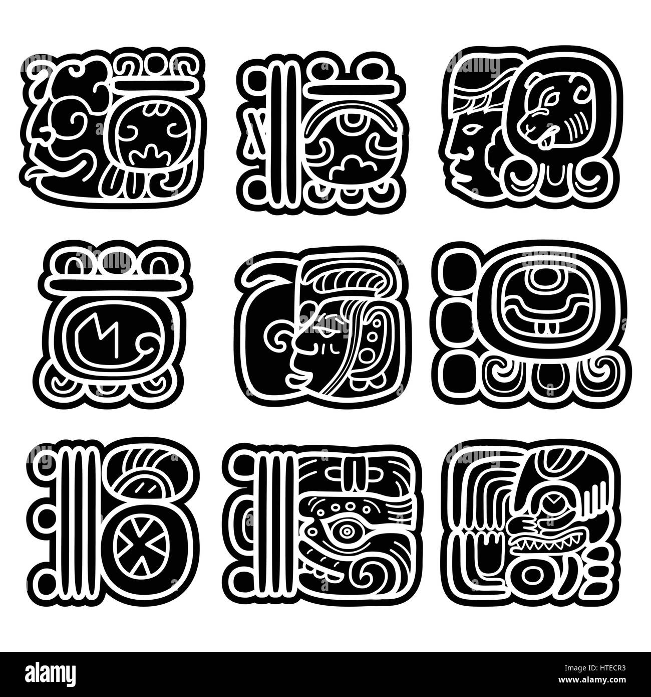 Maya Glyphen, Schriftsystem und Languge Vektor-design Stock Vektor