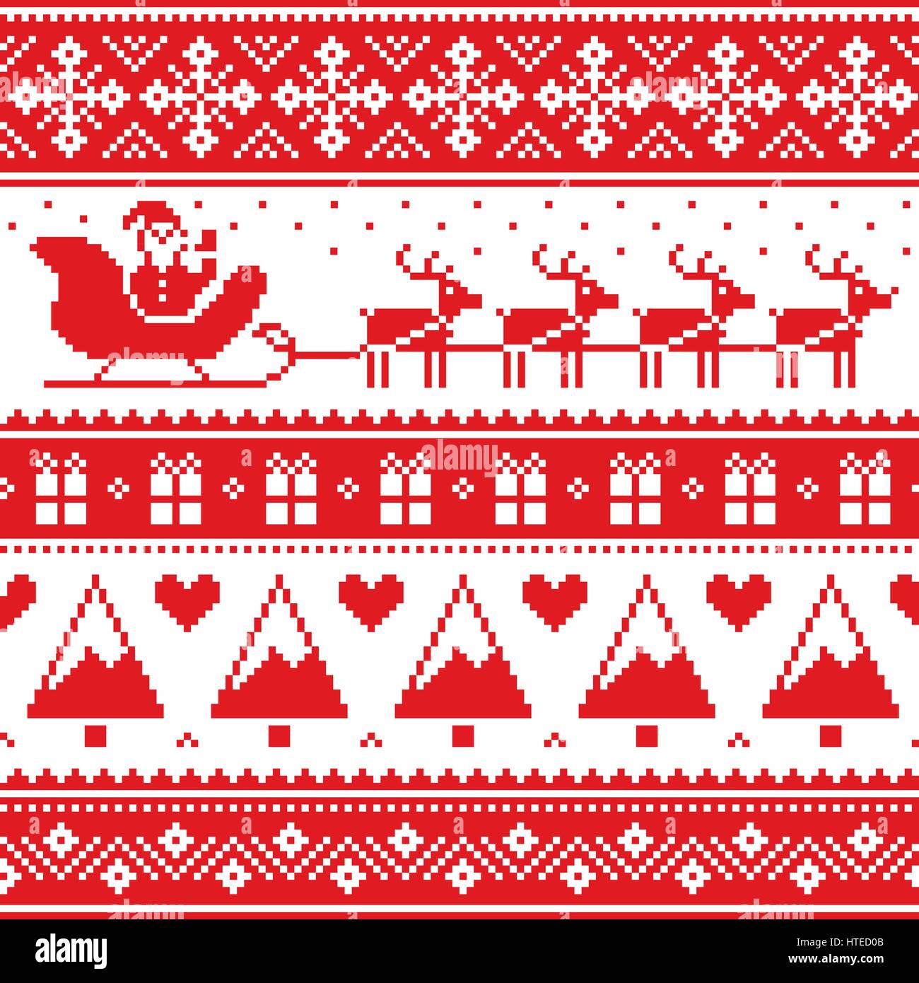 Weihnachten Pulli oder Pullover Musterdesign mit Weihnachtsmann und Rentier Stock Vektor