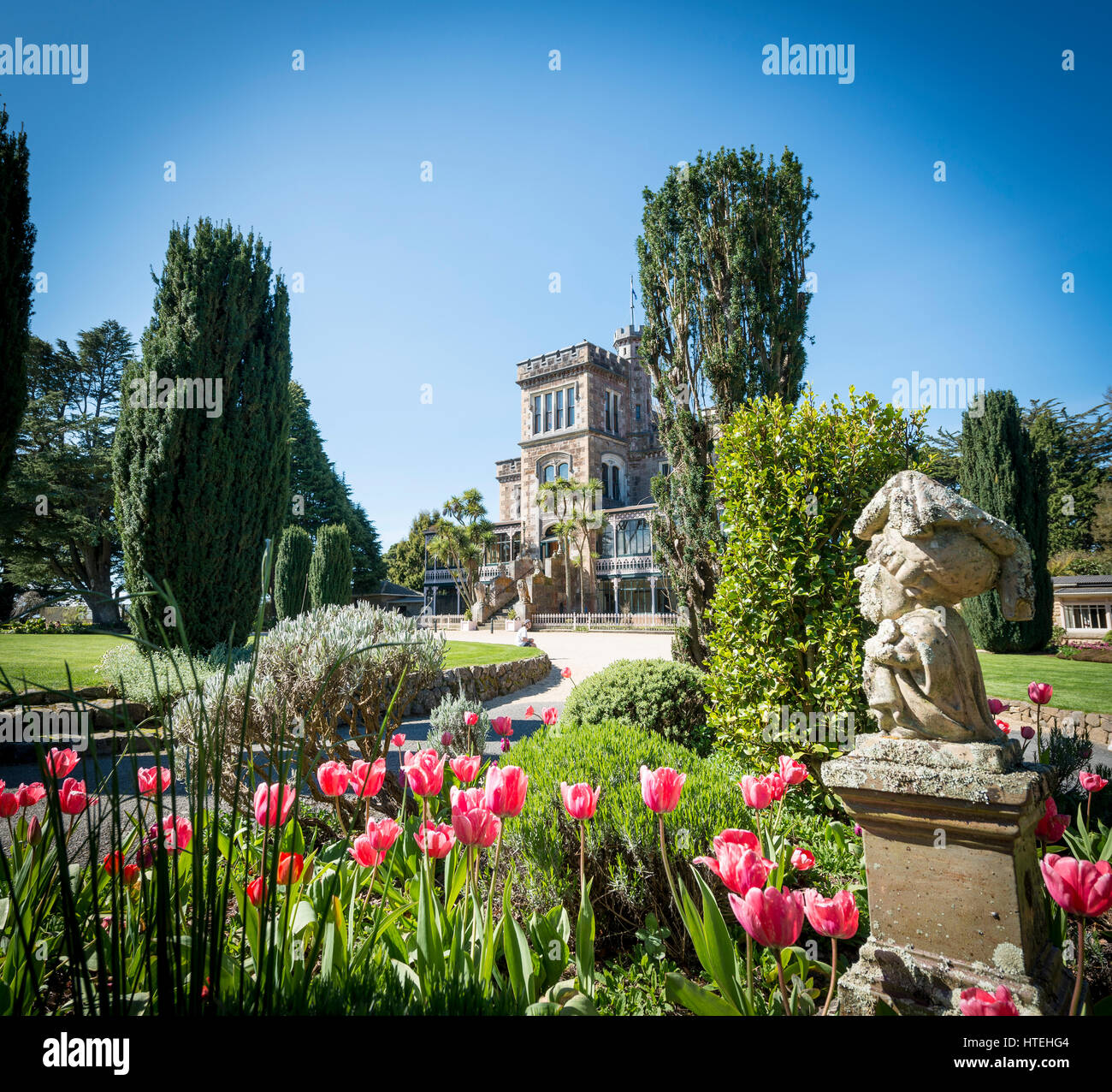 Larnach Castle, Park und Schloss, Dunedin, Otago Peninsula, Southland, Neuseeland Stockfoto