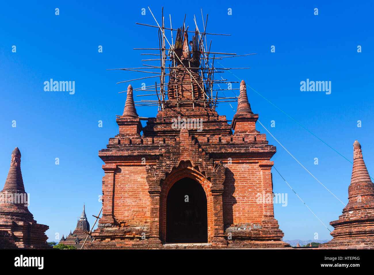 Bagan Buddha Turm am Tag, Sehenswürdigkeit in Myanmar / Birma Stockfoto