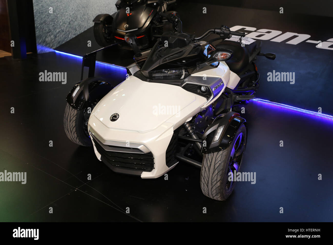 ISTANBUL, Türkei - 25. Februar 2017: Can-Am Spyder Roadster auf dem Display an Motobike Istanbul in Istanbul Exhibition Center Stockfoto