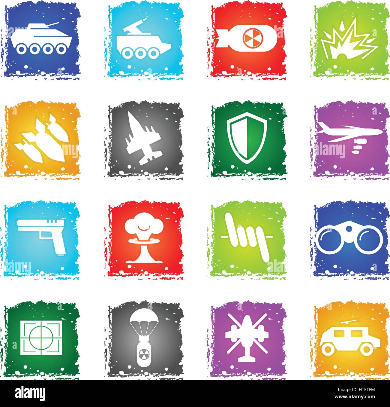 Vektor-Krieg Symbole Web Icons im Grunge-Stil für User Interfacedesign ...