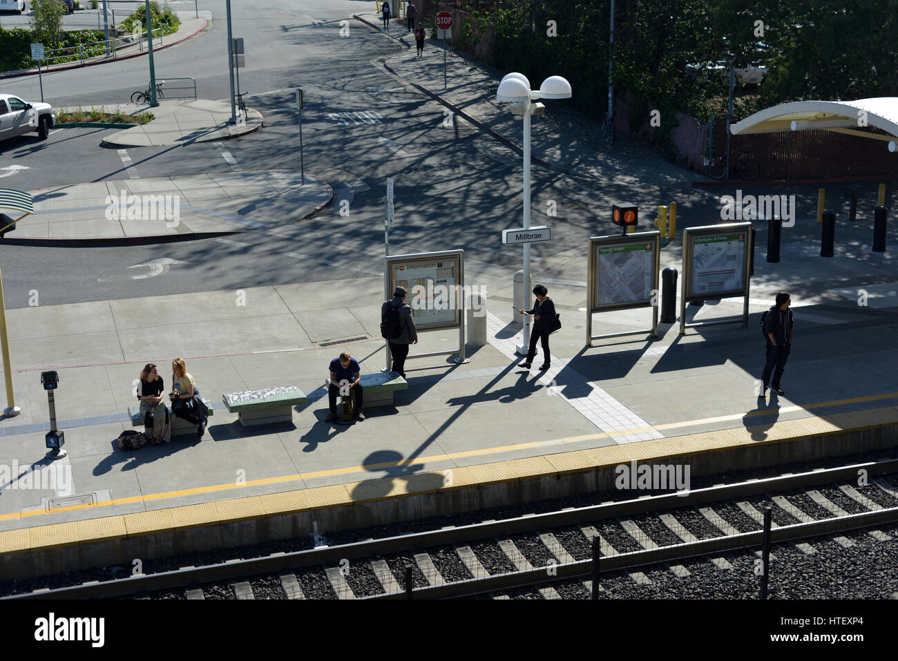 Caltrain und BART Station Millbrae, San Francisco, Kalifornien, USA Stockfoto