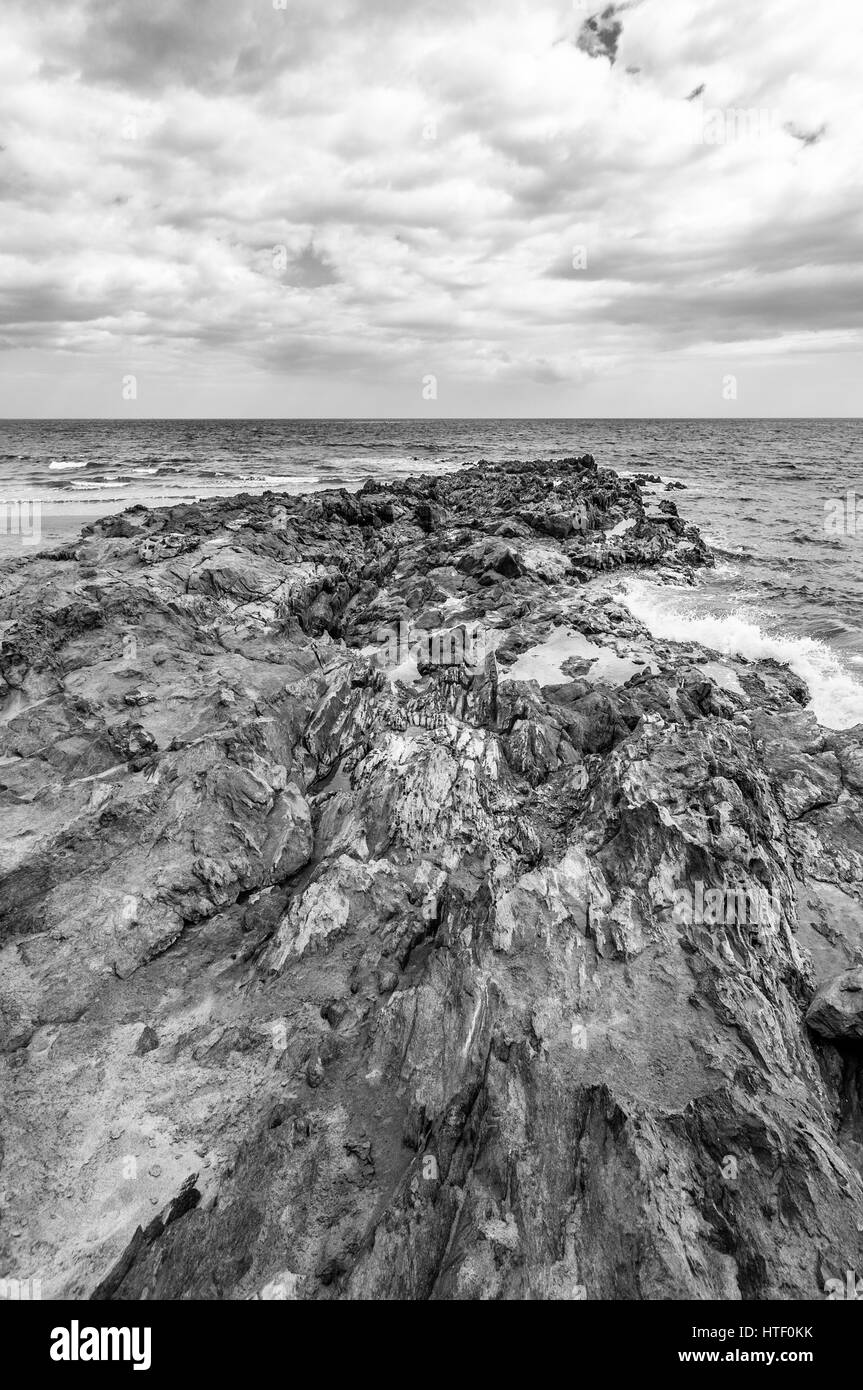 Blick auf Playa San Agustín, Sam Agustín Beach, Gran Canaria, Kanarische Inseln, Spanien Stockfoto