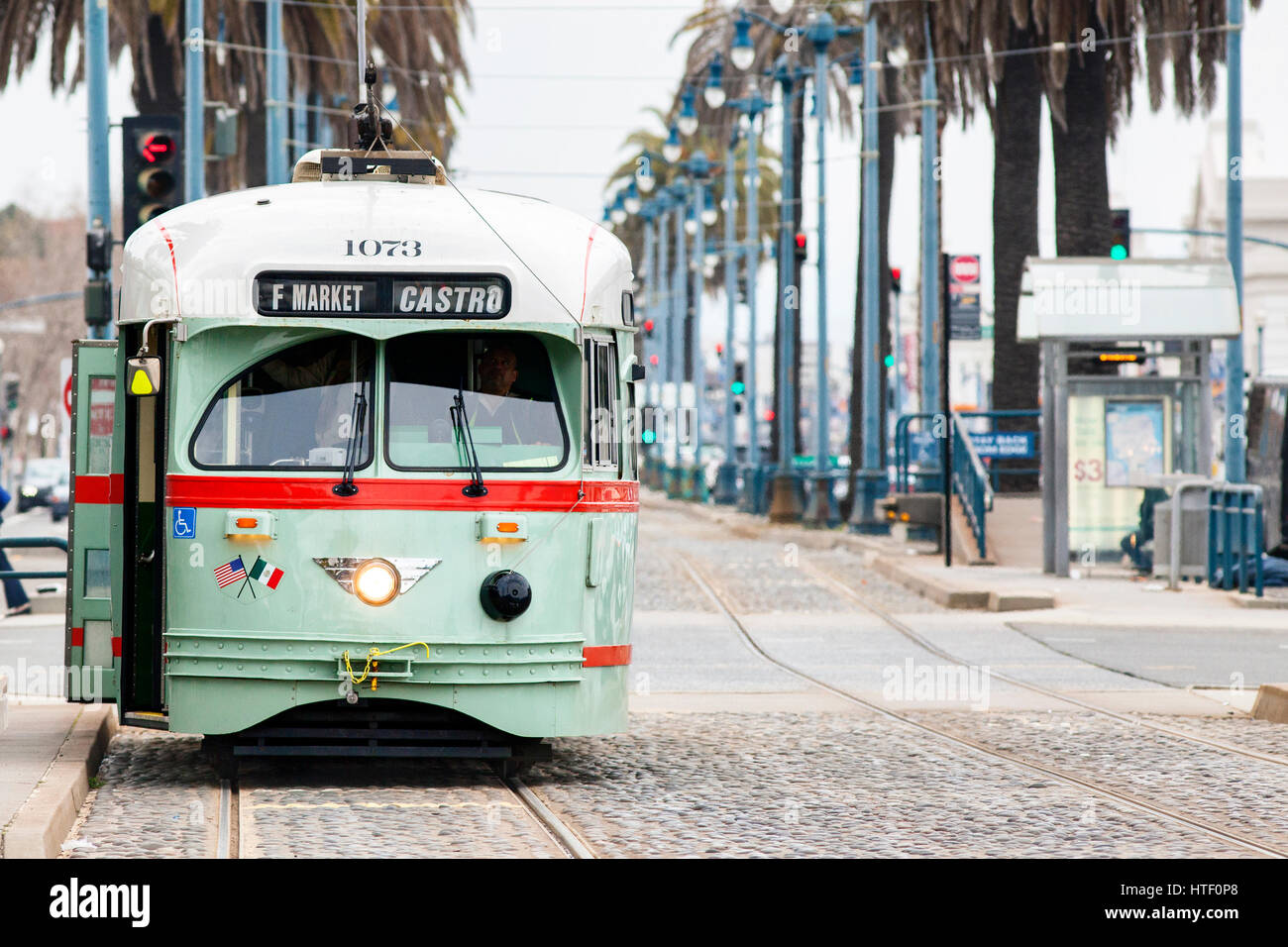 Elektrotrolley in San Francisco, Kalifornien. Stockfoto