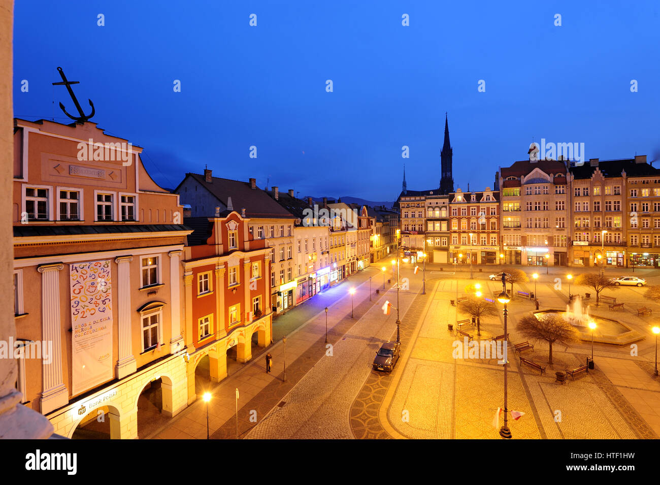 Walbrzych alte Marktstadt Waldenburg Niederschlesien Polen, dolnoslaskie, rynek, walbrzych, Nacht, Abend, Foto Kazimierz Jurewicz, Stockfoto