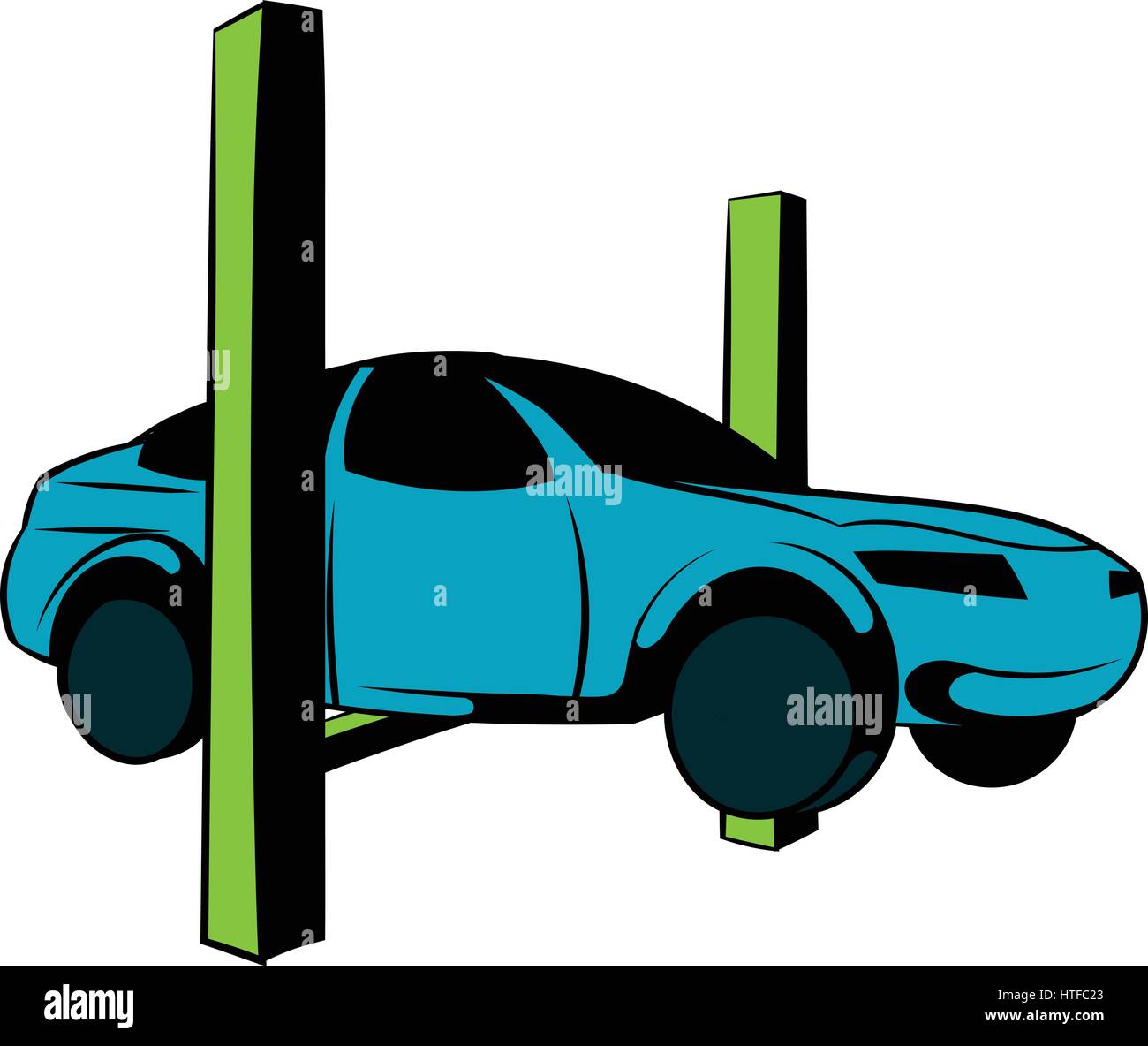 Auto auf dem Aufzug Symbol cartoon Stock Vektor
