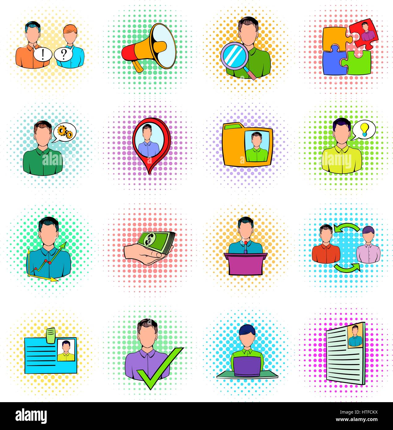 Human Resources Icons set Stock Vektor