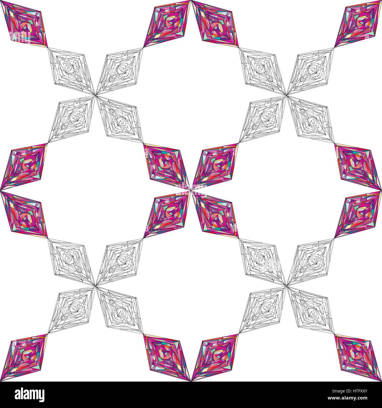 Hand gezeichneten Ornament Muster. Vektor geometrischen Maßwerk nahtlose Hintergrund. Abstrakte bunte Raute Textur für Tapete, Verpackung, Textil-Design, Stock Vektor