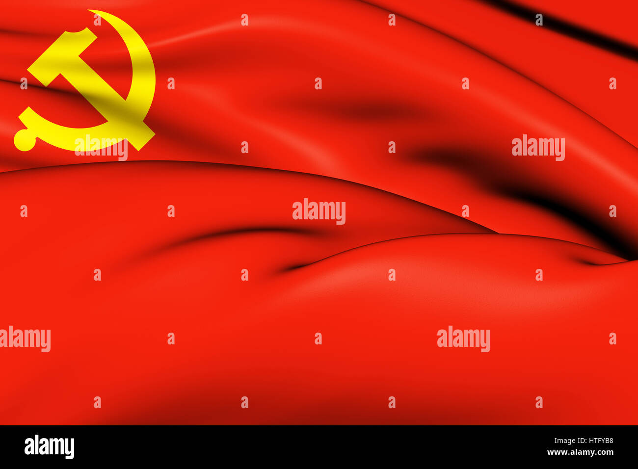 Flagge der chinesischen kommunistischen Partei. 3D Illustration. Stockfoto