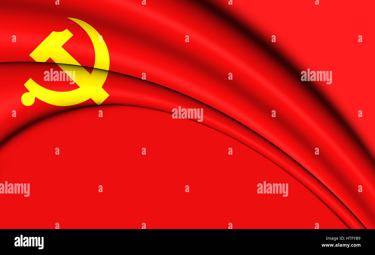 Flagge der chinesischen kommunistischen Partei. 3D Illustration. Stockfoto
