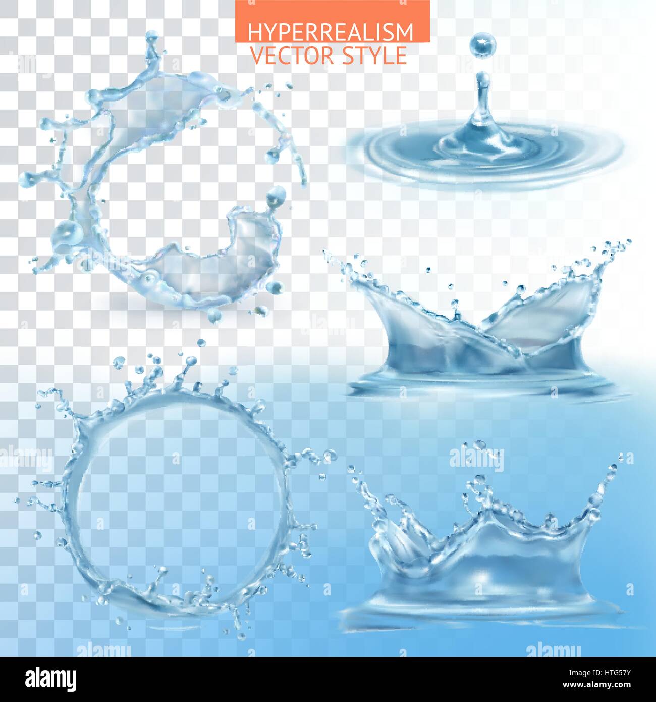 Wasser spritzt mit Transparenz-Vektor-set Stock Vektor