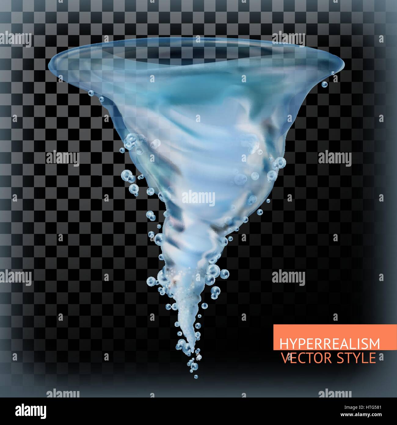 Wasser-Tornado mit Transparenz, Hyperrealismus Vektor-Stil Stock Vektor