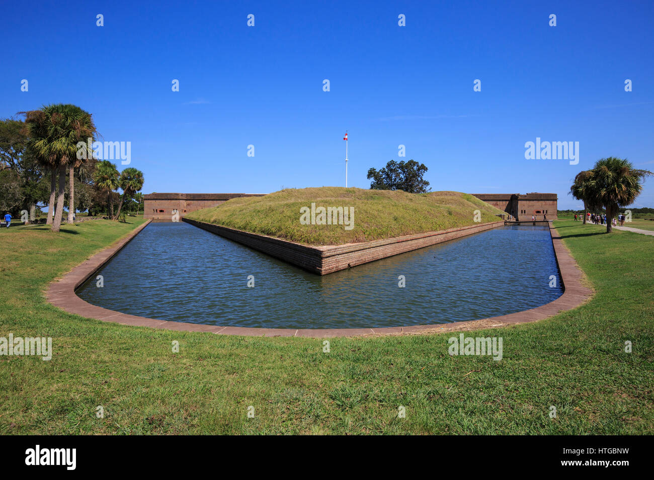 Wassergraben Sie um Fort Pulaski National monument Stockfoto