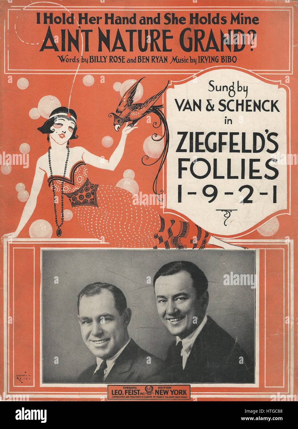"Ziegfeld Follies von 1921" musikalische Noten Abdeckung Stockfoto