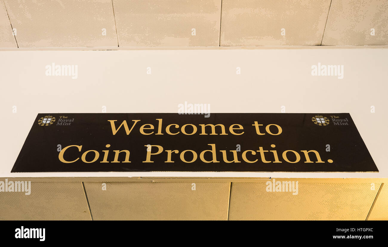 Llantrisant, South Wales, UK. 14. März 2017. Eingang zur Münze Produktionseinheit von The Royal Mint © Guy Corbishley/Alamy Live News Stockfoto
