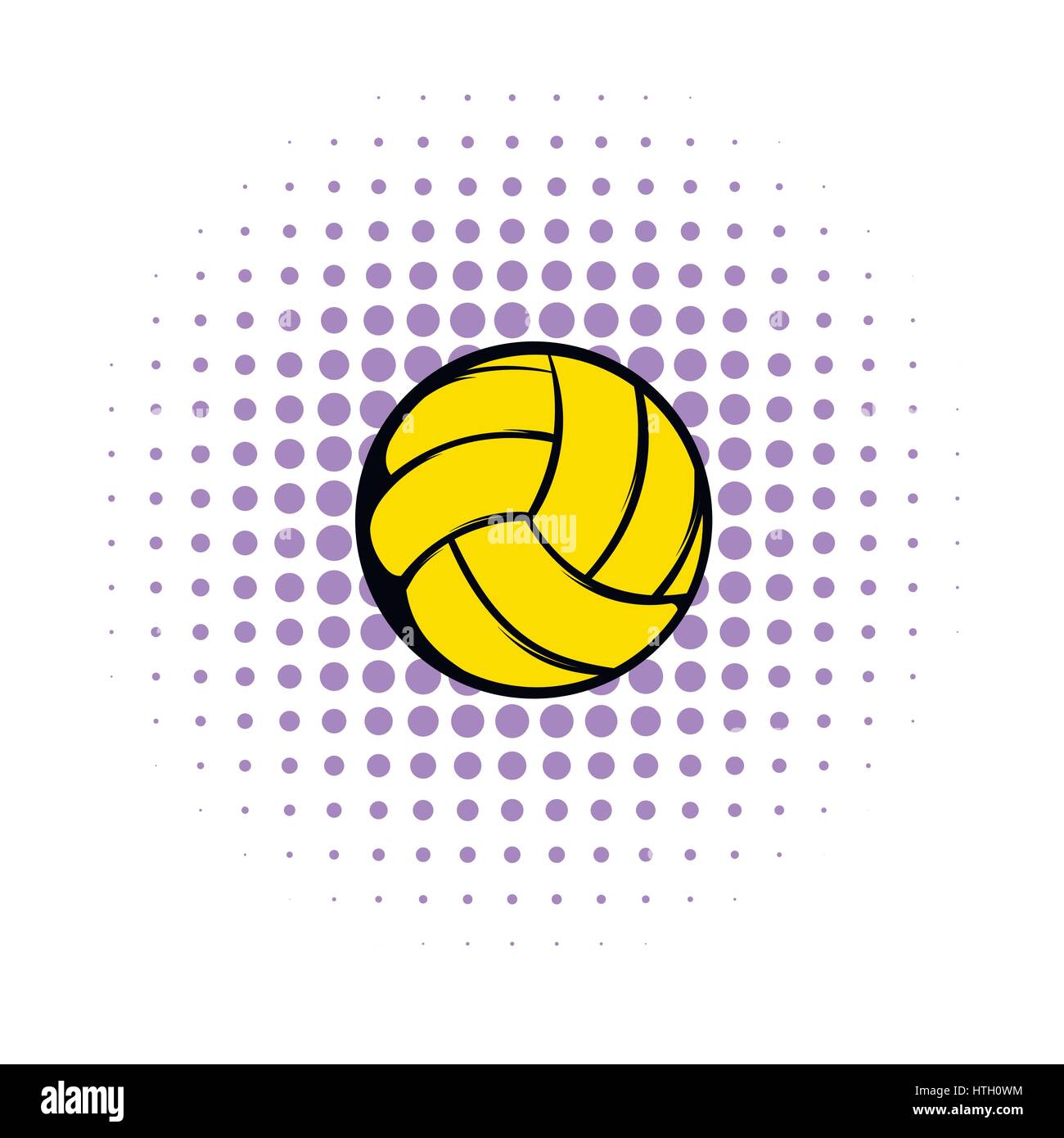 Gelbe Volleyball Ball Symbol, Comic Stock-Vektorgrafik - Alamy