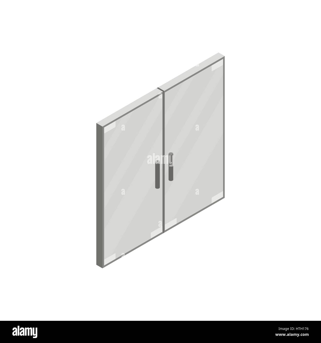 Doppelglas-Büro-Tür-Symbol, isometrischen 3d Stil Stock Vektor