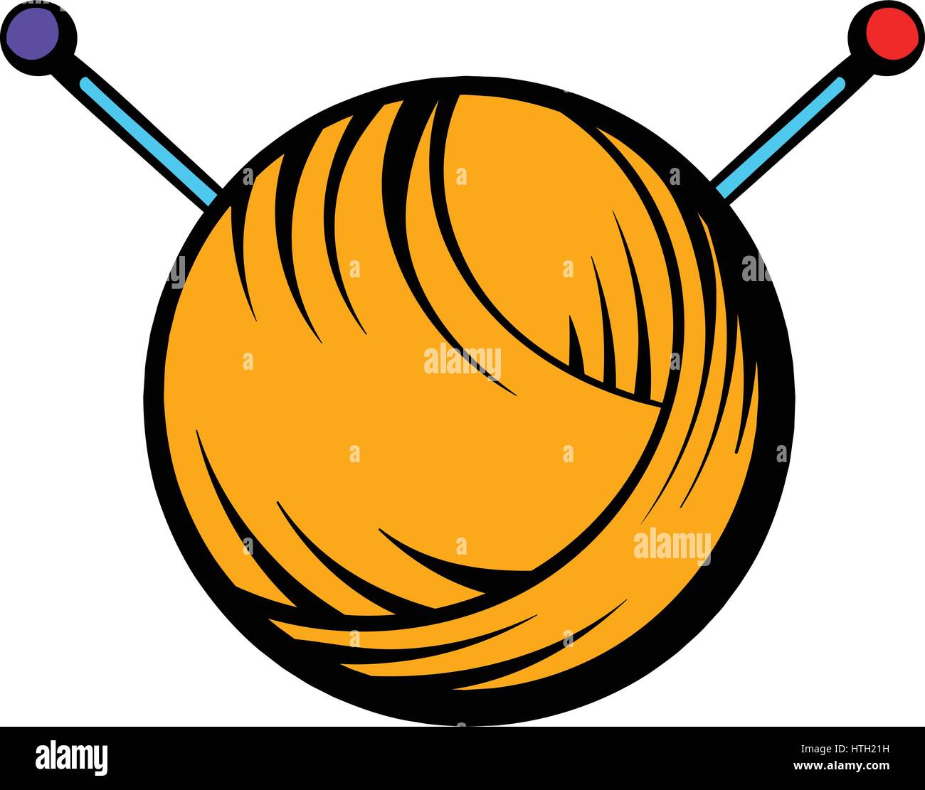 Strickende Faden und Nadeln Symbol, Symbol cartoon Stock-Vektorgrafik -  Alamy