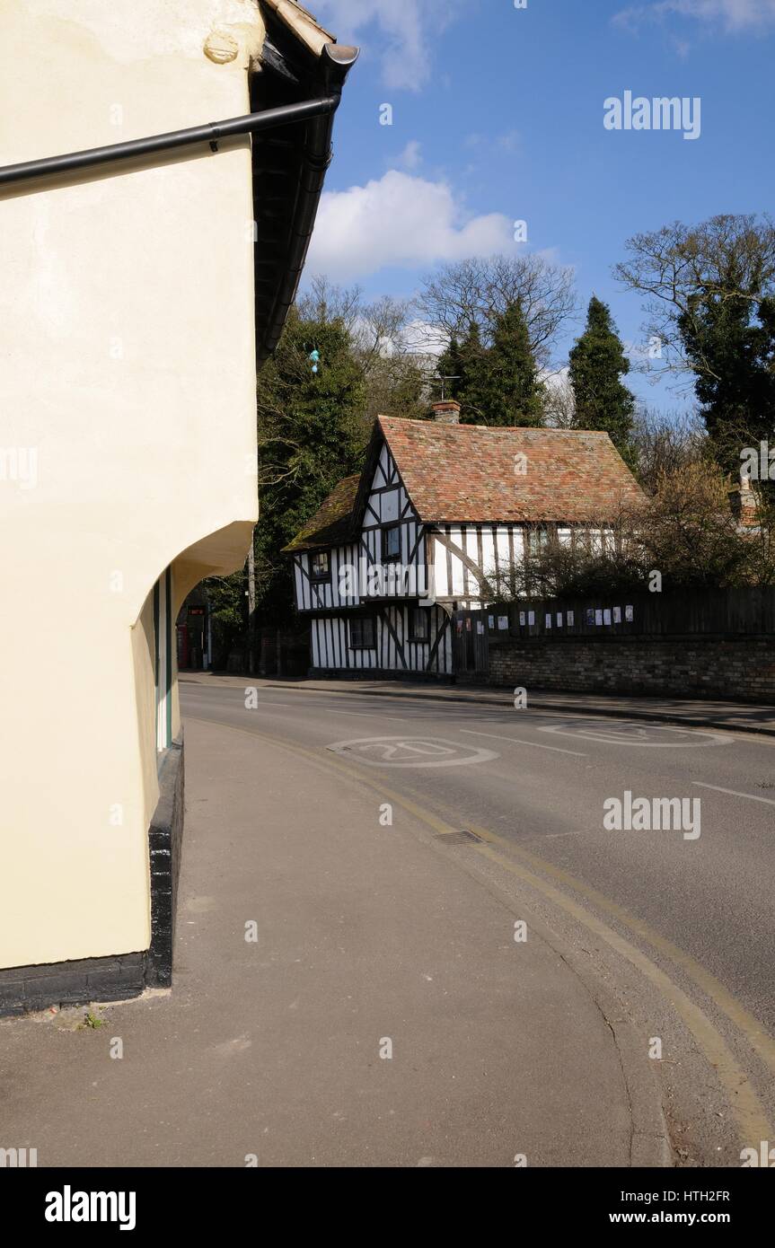 Fachwerk Gebäude, High Street, Sawston, Cambridgeshire Stockfoto