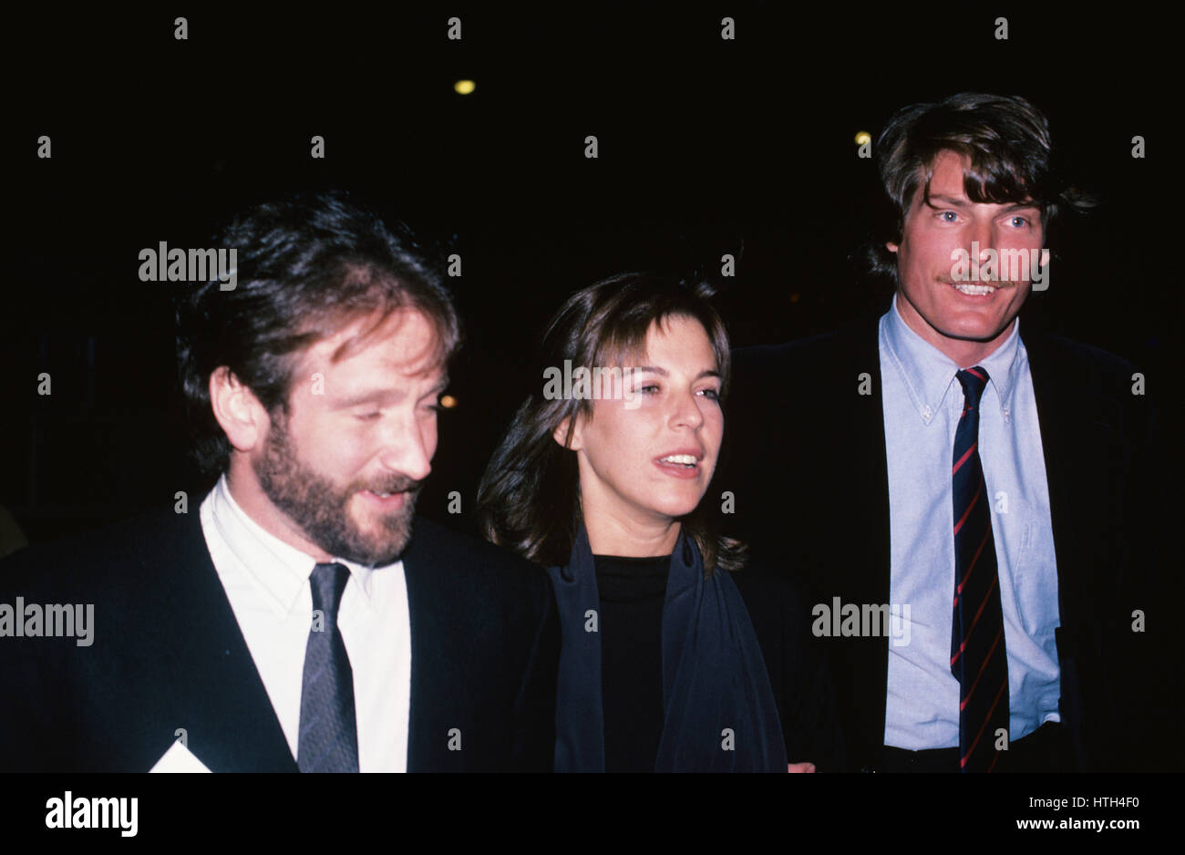 Robin Williams im Bild mit seiner Frau Valarie und Chris Reave in New York City im September 1983 Stockfoto