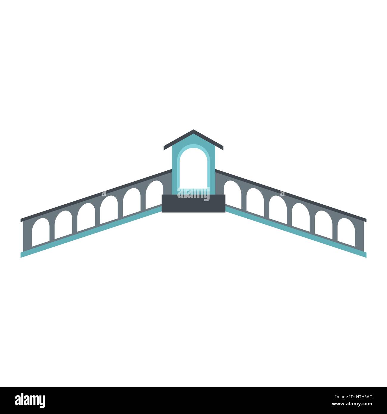 Rialto-Brücke, Venedig Icon, flachen Stil Stock Vektor