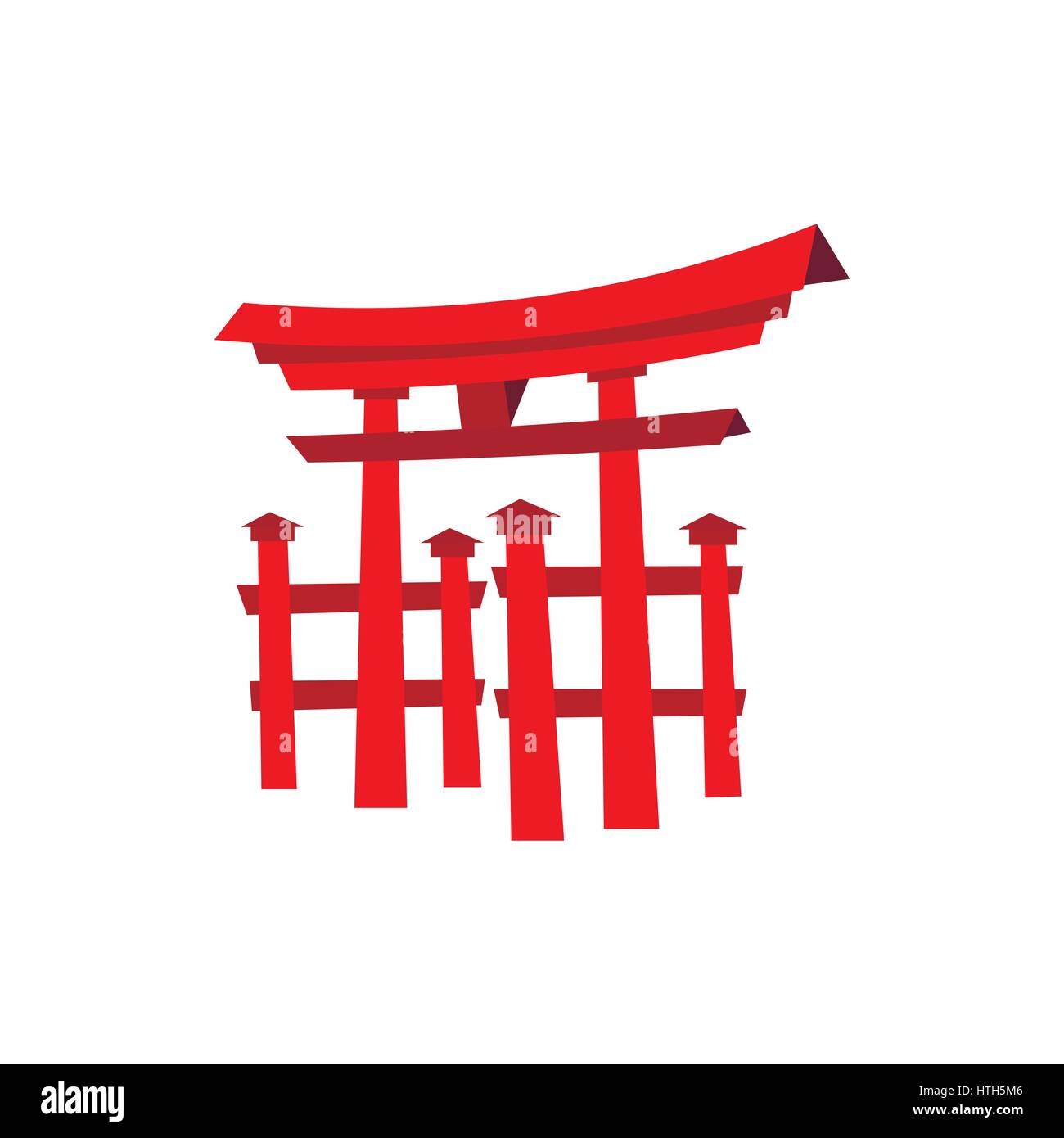 Schwebende Torii-Tor, Japan Symbol, flachen Stil Stock Vektor