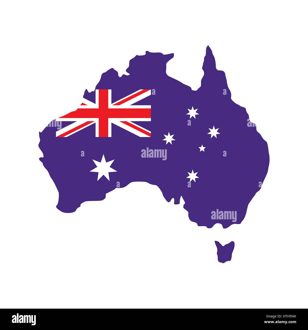 Australien-Karte mit dem Bild der Nationalflagge Stock Vektor