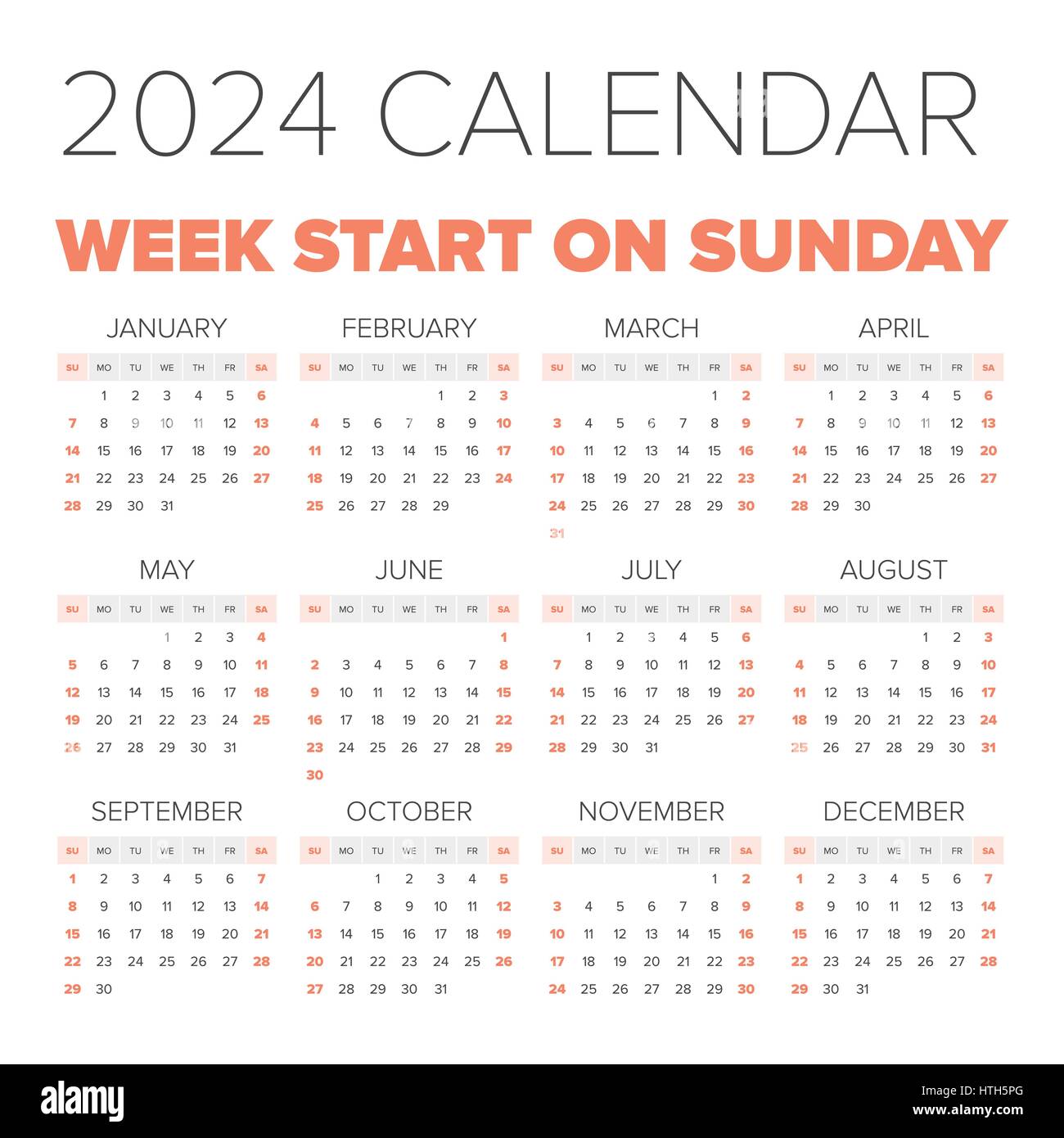 Einfache 2024 Jahreskalender Woche Beginnt Am Montag Hth5pg 