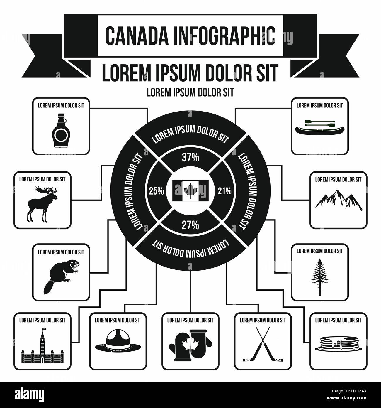 Kanada-Infografik-Elemente, einfachen Stil Stock Vektor