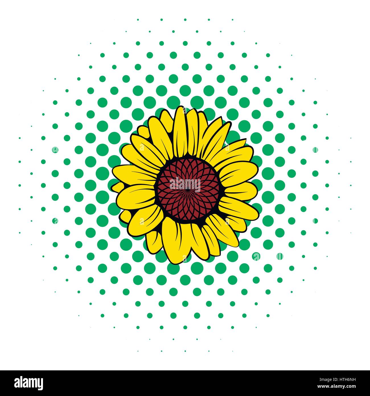 Sonnenblume-Symbol, Comic Stock Vektor