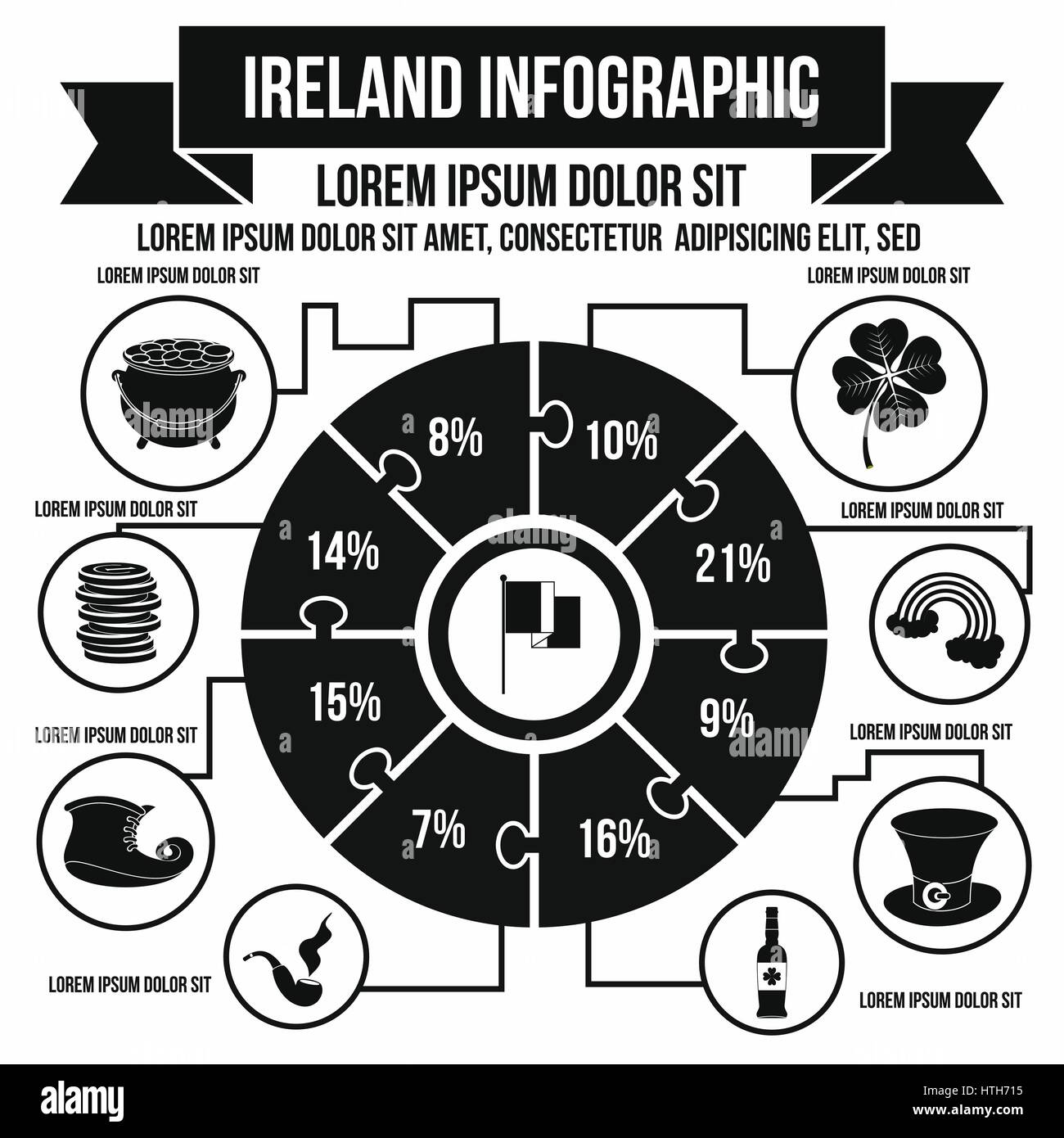 Irland-Infografik, einfachen Stil Stock Vektor