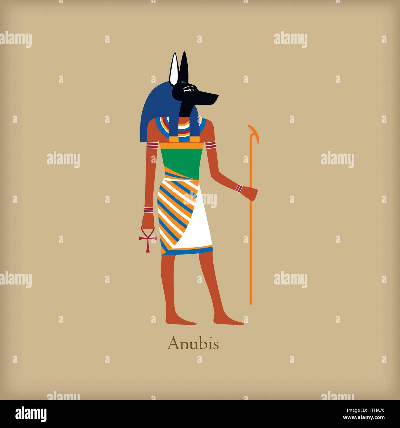 Anubis, der Gott der Toten Ikone, flach Stil Stock Vektor