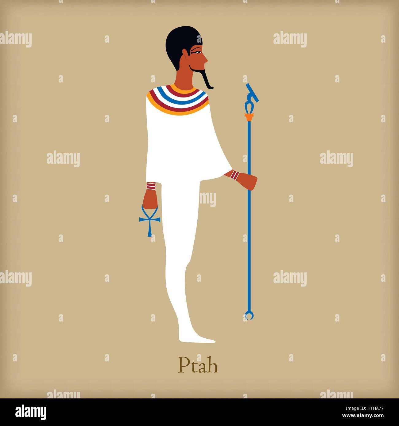 Ptah, der Gott der Schöpfung Symbol, flachen Stil Stock Vektor