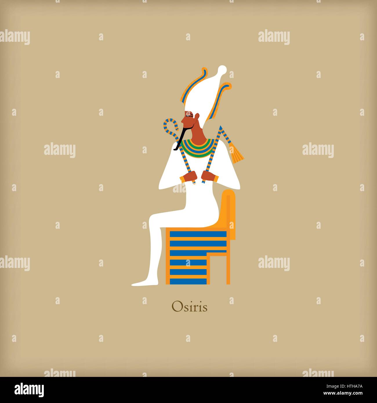 Osiris - Gott der Unterwelt Ikone, flachen Stil Stock Vektor
