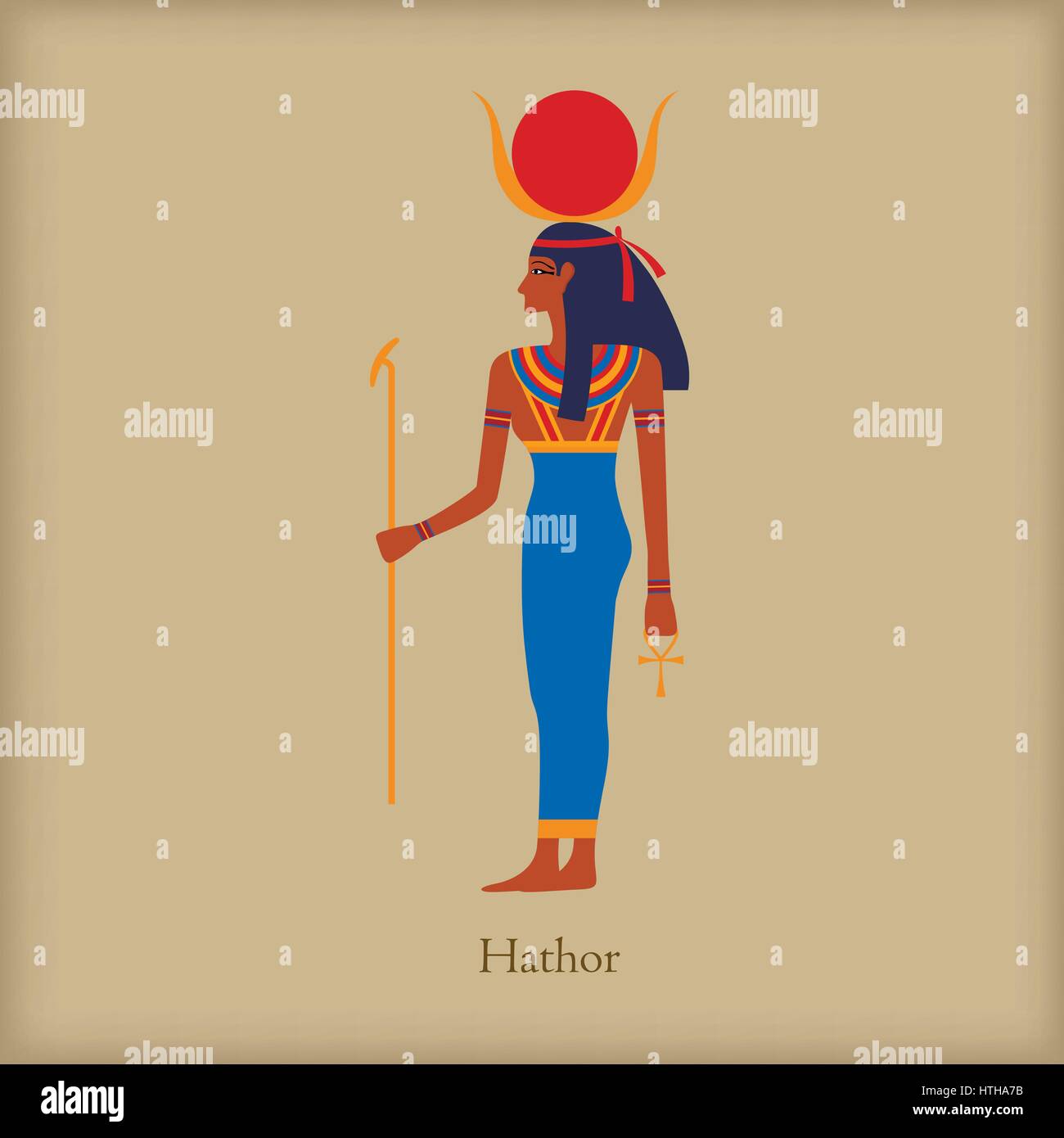 Hathor, Göttin der Liebe-Symbol, flachen Stil Stock Vektor