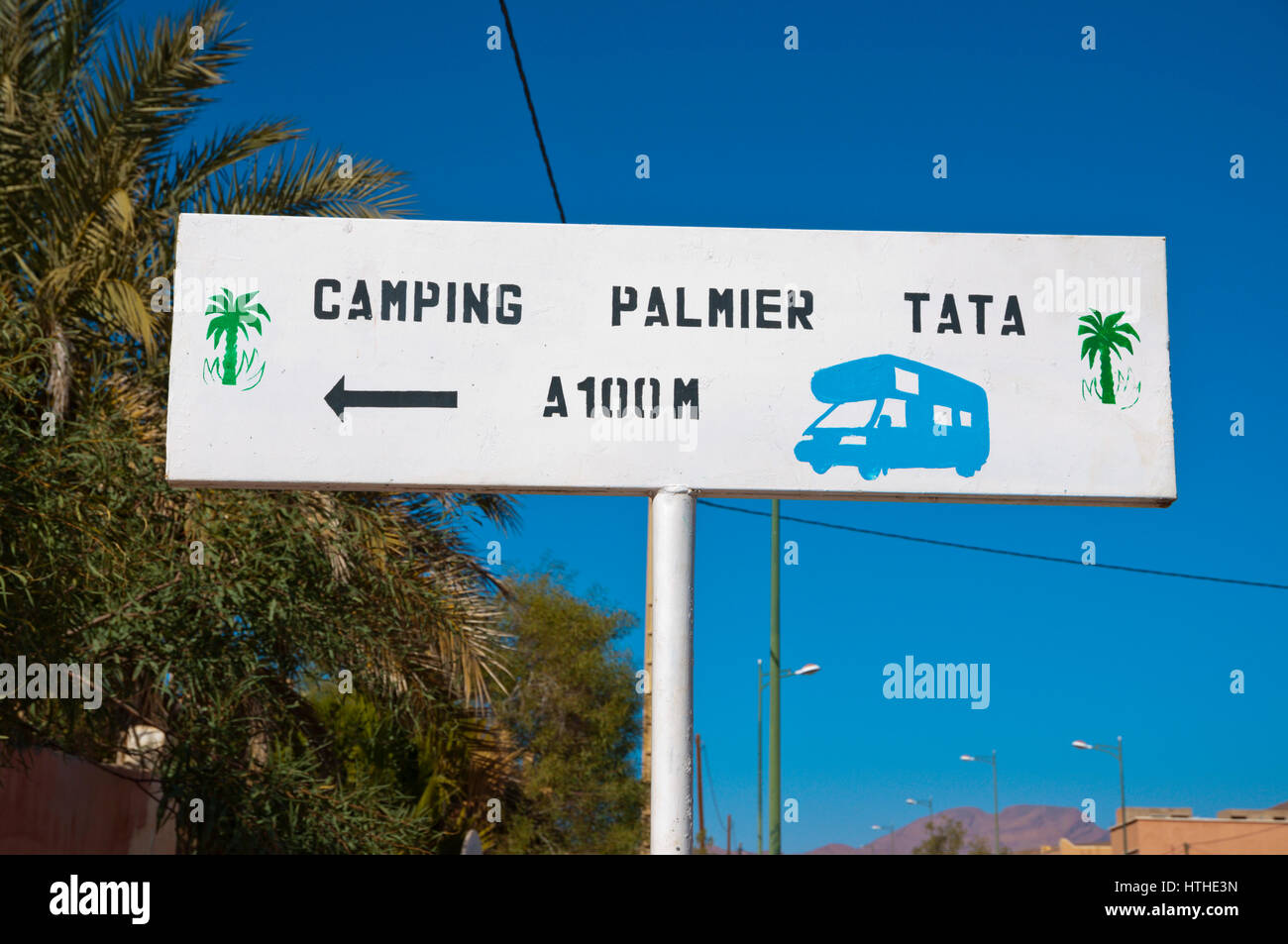 CP-Website-Schild, Tata, Anti-Atlas, Marokko Stockfoto