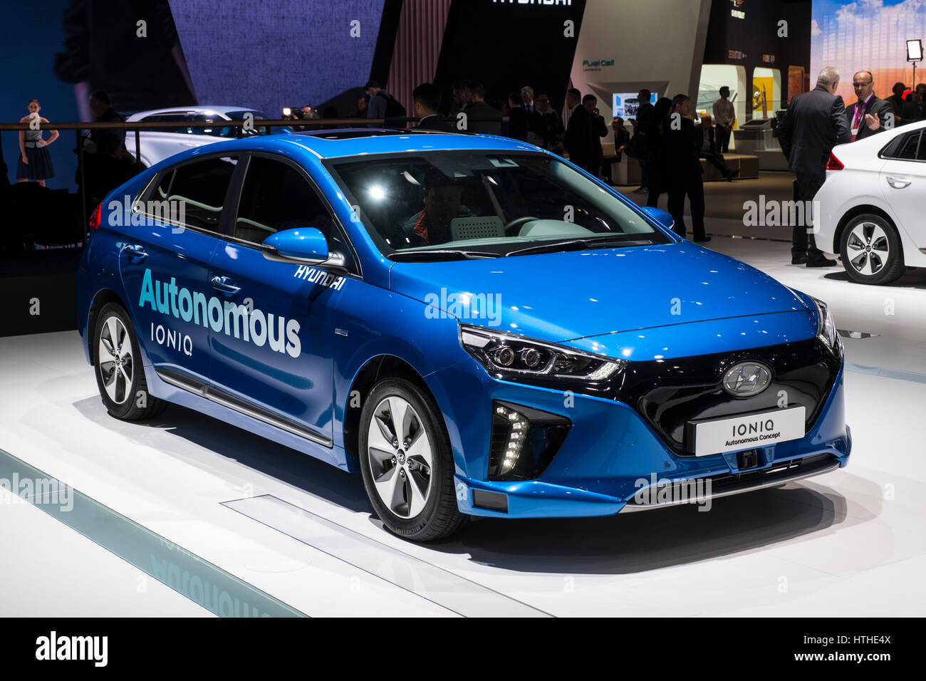 Hyundai Ioniq autonome treibende Konzept-Fahrzeug an 87. Genfer Automobil-Salons Genf Schweiz 2017 Stockfoto