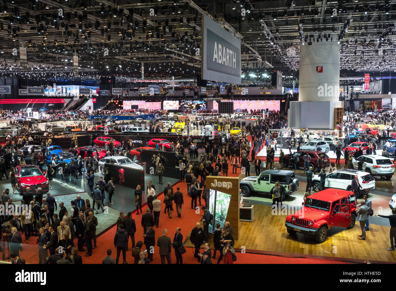 Ansicht der Ausstellungshalle 87. Genfer Automobil-Salons Genf Schweiz 2017 Stockfoto