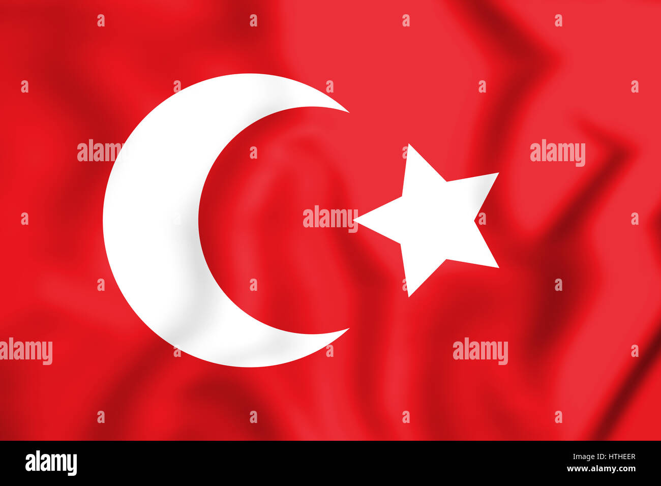 3D Flagge von Ottoman-Reich (1299-1923). 3D Illustration. Stockfoto