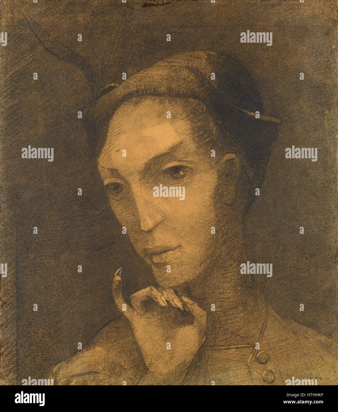 Odilon Redons „Mephistopheles“ zeigt die ikonische Figur aus Goethes „Faust“. Redons Interpretation konzentriert sich auf den geheimnisvollen und außerweltlichen Charakter von Mephistopheles, der in traumhaften, lebhaften Farben dargestellt wird, die die psychologische Tiefe des Themas hervorheben. Stockfoto