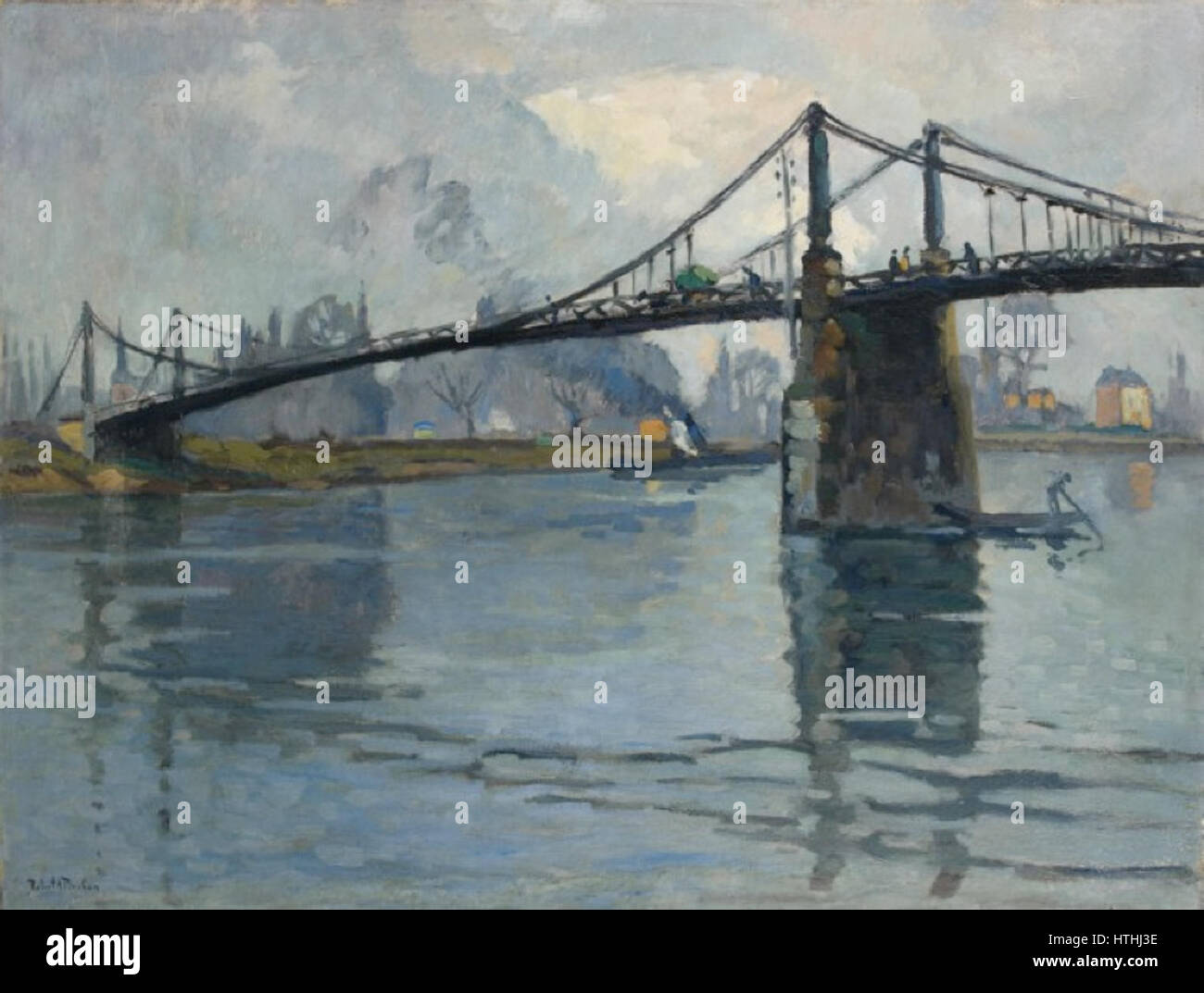 Robert Antoine Pinchon, Le Pont des Andelys, le long De La Seine, Öl auf Leinwand, 90 x 117 cm Stockfoto