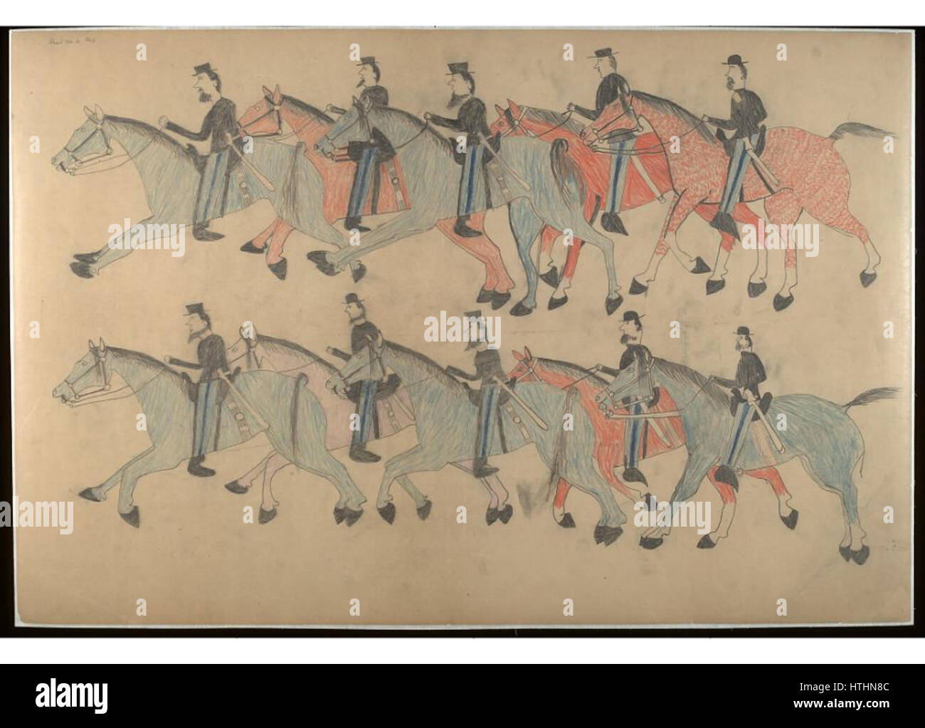 Red Horse piktografischen Konto der Schlacht von Little Bighorn, 1881. 8000 Stockfoto