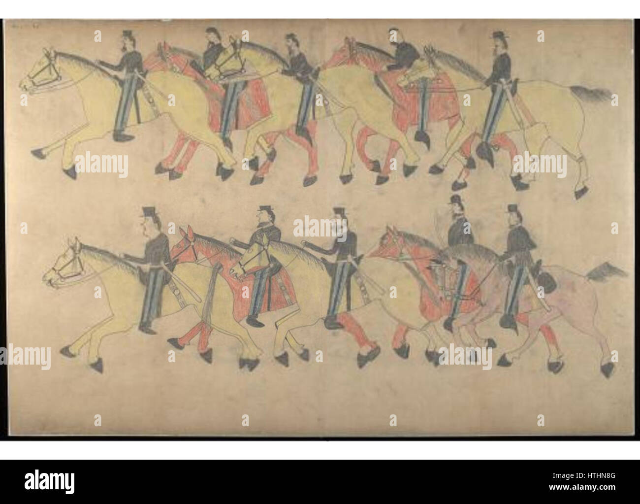 Red Horse piktografischen Konto der Schlacht von Little Bighorn, 1881. 8300 Stockfoto