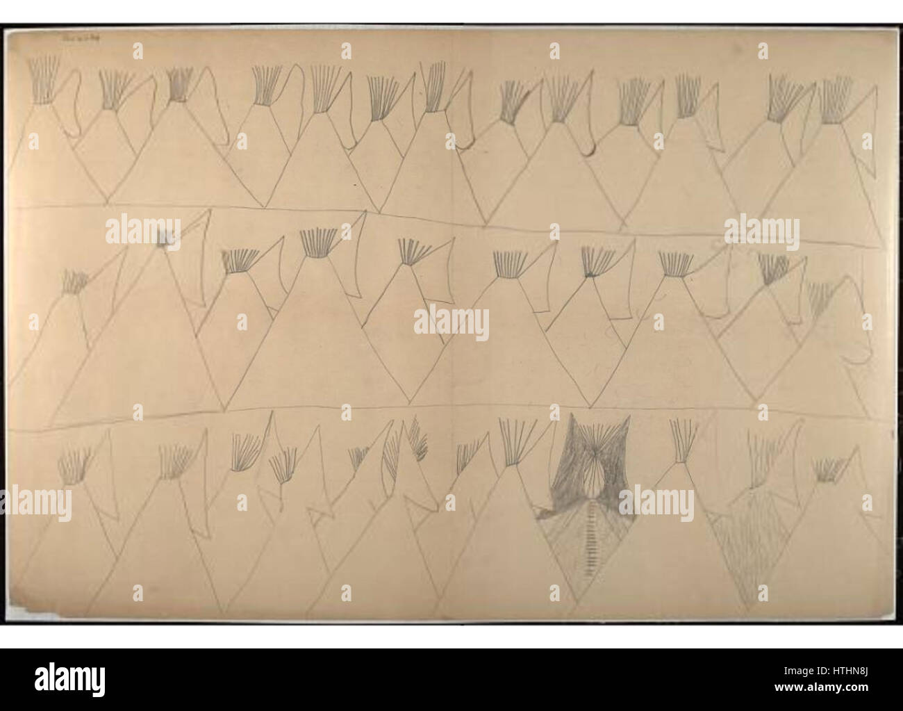 Red Horse piktografischen Konto der Schlacht von Little Bighorn, 1881. 8400 Stockfoto