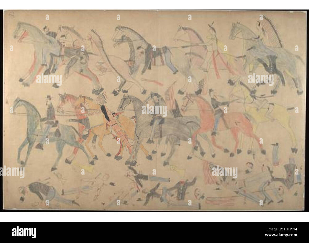 Red Horse piktografischen Konto der Schlacht von Little Bighorn, 1881. 9200 Stockfoto