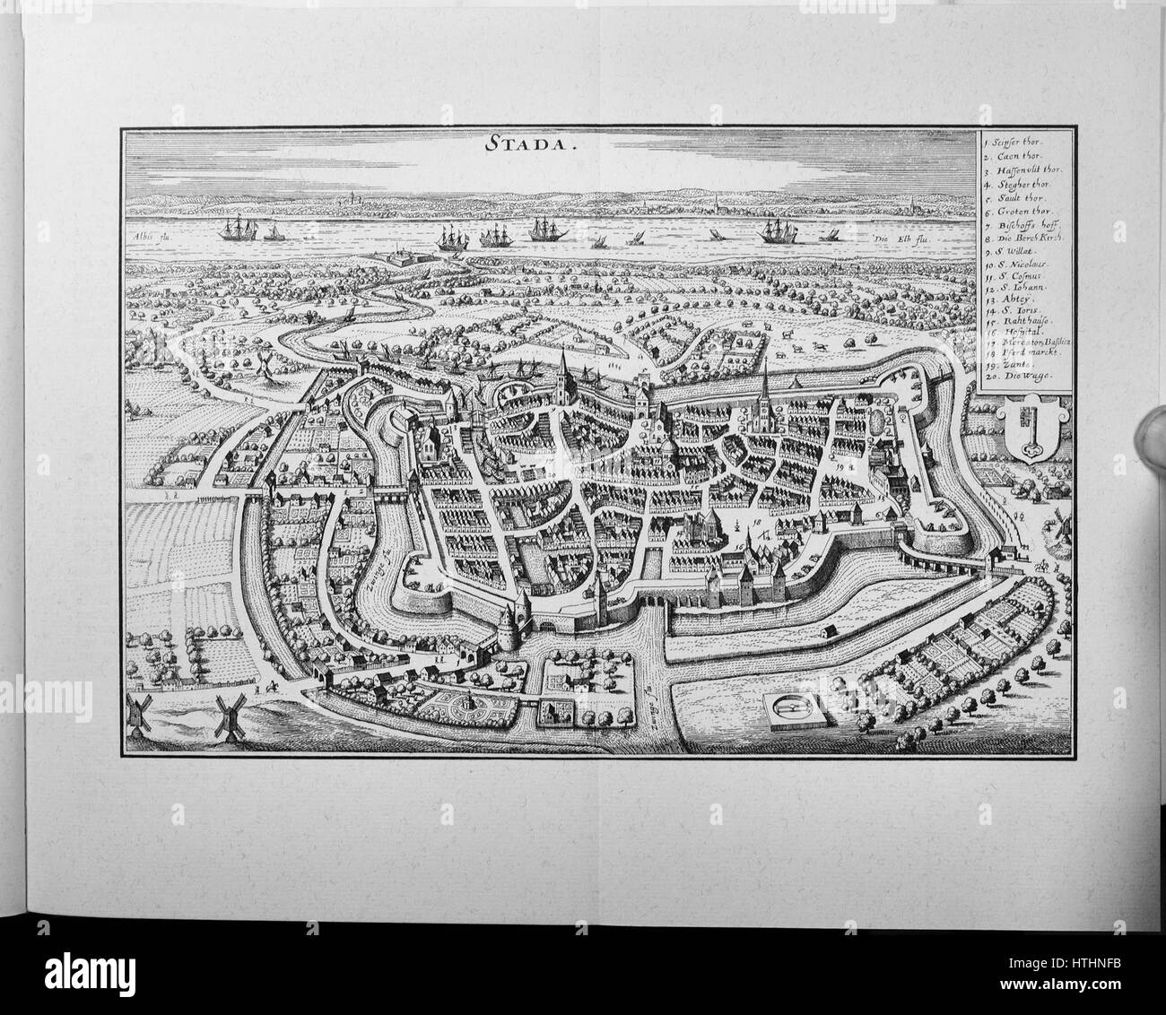 Diese detaillierte Karte von Merian mit dem Titel „Saxoniae inferioris“ bietet einen topographischen Blick auf Niedersachsen und zeigt die natürliche und politische Landschaft der Region im frühen 17. Jahrhundert. Stockfoto