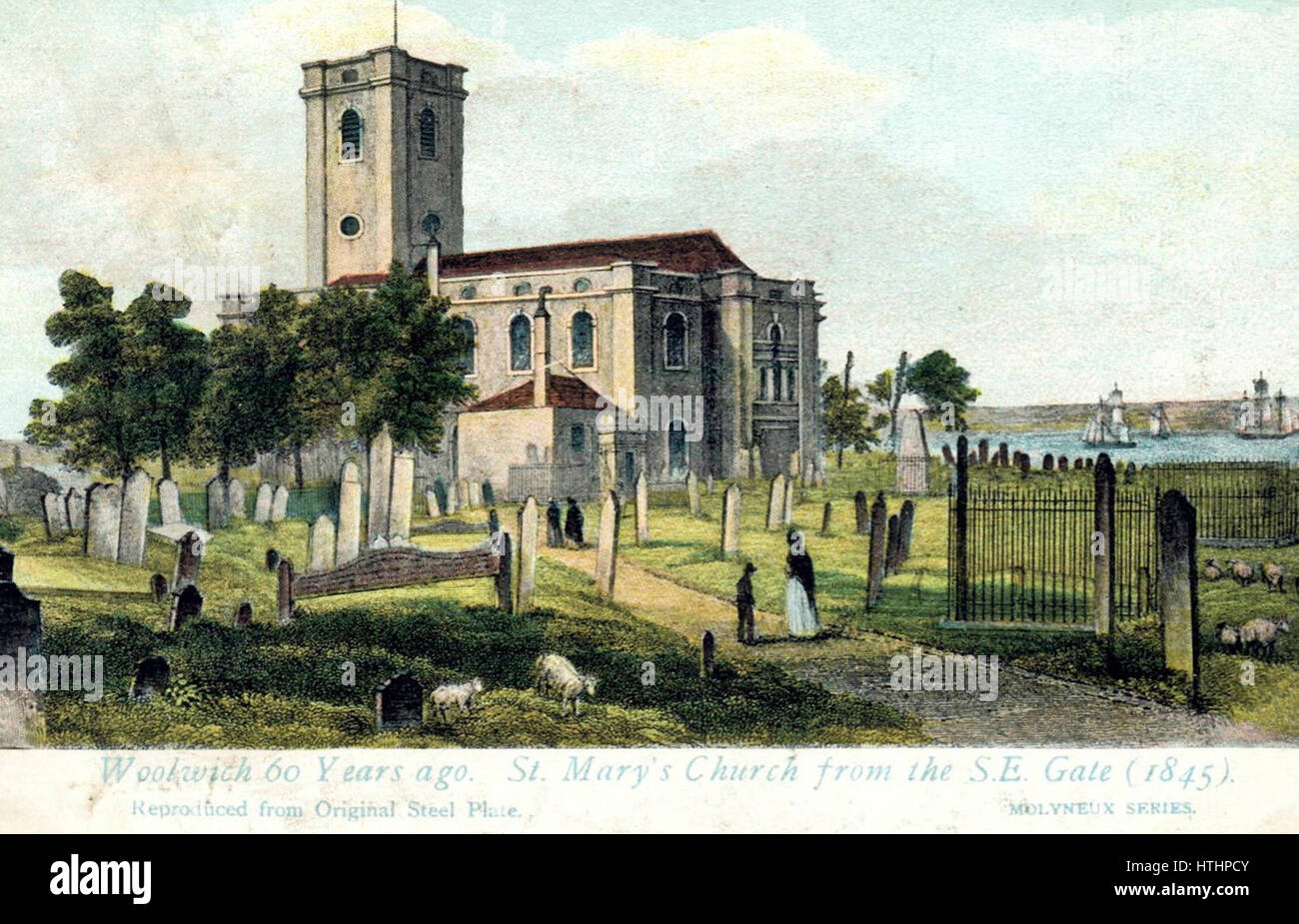 Woolwich, Str. Marys Gärten um 1840, Ansichtskarte 1905 Stockfoto
